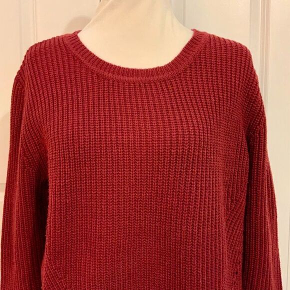 Harper Heritage Maroon Red Knit Long Sleeve Tie Back Sweater Medium - Picture 3 of 11